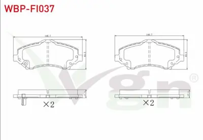 WGN WBP-FI037 Fren Balata On Ikazlı Fıat Freemont (Jf) 2.0 Mjt 170 Hp 2011-- Jeep Wrangler Iıı (Jk) 3.8i V6 2007-  WBP-FI037