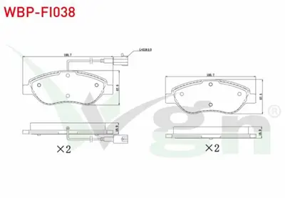 WGN WBP-FI038 Fren Balata On Fıslı Fıat Stılo (192) 1.4 16v 2001-2010 - Mıto (955) 1.4 T 2008- - Mıto (955) 1.3 Jt WBP-FI038