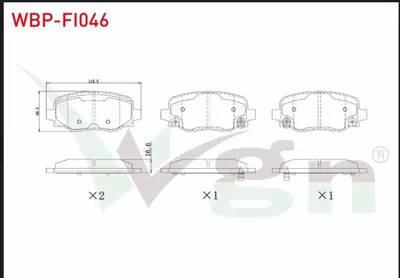 WGN WBP-FI046 Fren Balata Arka Ikazlı Fıat 500x 2014- - Jeep Renegade 2014- - Cherokee (Kl) 2014- WBP-FI046