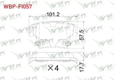 WGN WBP-FI057 Fren Balata Arka Ikazlı Chrysler 300c 2004- - Lancıa Thema (Lx) 3.0 2011-2014 WBP-FI057