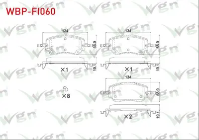 WGN WBP-FI060 Fren Balata On Ikazlı Fıat Egea 1.3 Mtj - 1.4 - 1.6 - 1.6 Mtj 2015- - 1.0 - 1.6 Mtj 2020- WBP-FI060