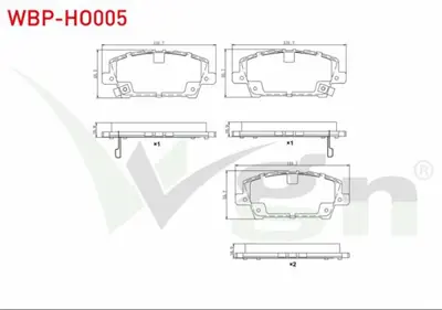 WGN WBP-HO005 Fren Balata On Ikazlı Honda Cıvıc Vııı 1.4 2005-2012 - Cıvıc Vııı 1.8 2005-2012 - Cıvıc Vıı 1.8 I-Vt WBP-HO005