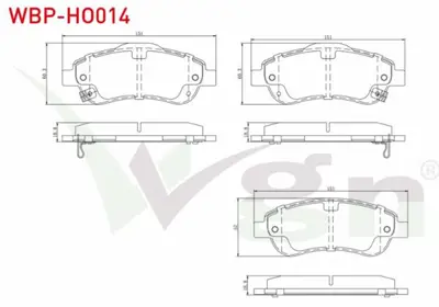 WGN WBP-HO014 Fren Balata On Ikazlı Honda Cr-V Iıı 2.0 I-Vtec 2006-2012 - Cr-V Iıı 2.2i Ctdı 2006-2012 - Cr-V Iv 1 WBP-HO014