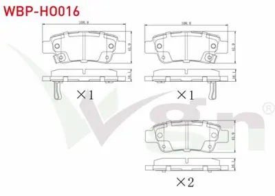 WGN WBP-HO016 Fren Balata Arka Ikazlı Honda Cr-V Iıı 2.0 I-Vtec 2006-2012 - Cr-V Iıı 2.2i Ctdı 2006-2012- Cr-V Iv  WBP-HO016