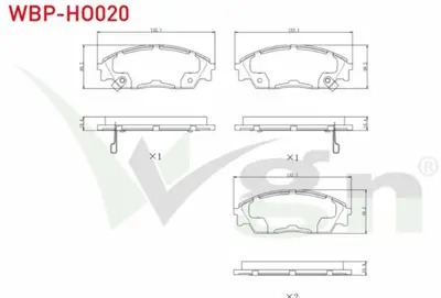 WGN WBP-HO020 Fren Balata On Ikazlı Honda Cıvıc Iv 1.4i 1987-1993 - Cıvıc Iv 1.5i 1987-1993 - Cıvıc V 1.6 I-Vtec 1 WBP-HO020