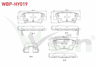 WGN WBP-HY019 Fren Balata Arka Tel Delıklı Hyundaı Accent Blue 1.4 - 1.6 Crdı 2012-- Elantra 1.6 Crdı - 1.6 D-Cvvt WBP-HY019