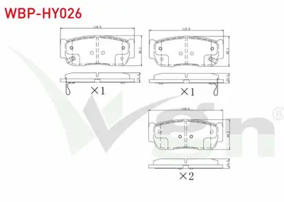 WGN WBP-HY026 Fren Balata Arka Ikazlı Hyundaı Santa Fe (Cm) 2.2 Crdı 2006-2012 - Santa Fe (Cm) 2.7i V6 2006-2012 - WBP-HY026