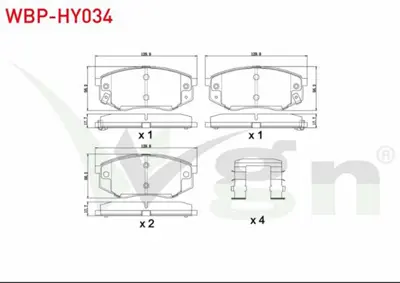 WGN WBP-HY034 Fren Balata Ikazlı On Hyundaı Ix35 (Lm) 2.0 Crdı 18 Jant 4x4 17.60mm 2010- WBP-HY034