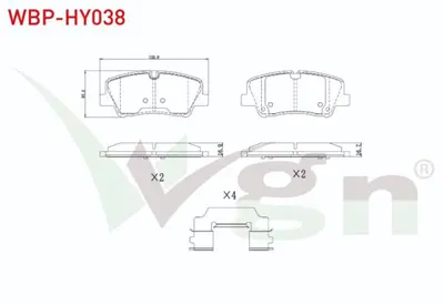 WGN WBP-HY038 Fren Balata Arka Hyundaı H350 2.5 Crdı 17.5mm 2015- WBP-HY038