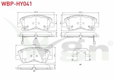 WGN WBP-HY041 Fren Balata On Ikazlı Tel Delıklı Hyundaı Accent Blue 1.4 Cvvt 2012-- 1.6 Crdı 2012-- Bayon (Bc3) 1. WBP-HY041