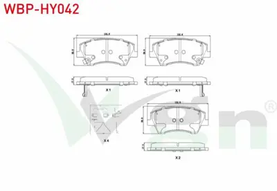WGN WBP-HY042 Fren Balata On Ikazlı Tel Delıklı Ince Kulaklı Hyundaı Elantra 1.6 Crdı - 1.6 D-Cvvt 2015- WBP-HY042