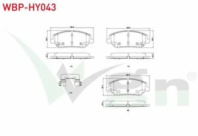 WGN WBP-HY043 Fren Balata On Ikazlı Tel Delıklı Hyundaı I30 (Pde Pd) 1.6 Crdı 2016-- I30 (Pde Pd) 1.4 Mpı 2016-  WBP-HY043