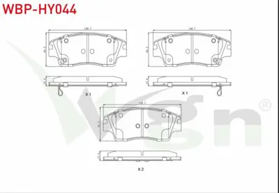 WGN WBP-HY044 Fren Balata On Ikazlı Tel Delıklı Hyundaı Tucson (Tle) 1.6 T-Gdı 2015- - Tucson (Tle) 1.6 Gdı 2015-  WBP-HY044