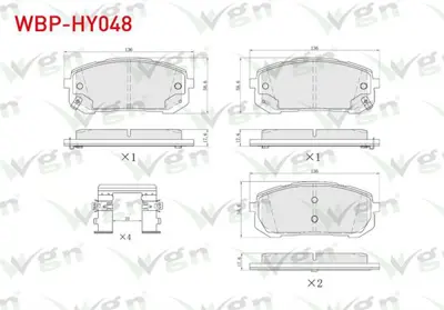 WGN WBP-HY048 Fren Balata On Ikazlı Hyundaı Elantra 2021- - İ20 - İ30 2021- WBP-HY048