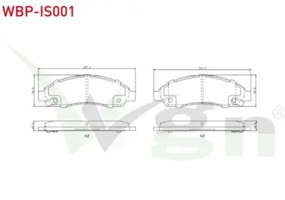 WGN WBP-IS001 Fren Balata On Ikazlı Isuzu D-Max (8dh) 2.5 D - 2.5 Dıtd - 3.0 D 2002-2009 WBP-IS001