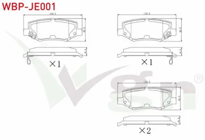 WGN WBP-JE001 Fren Balata Arka Ikazlı Fıat Freemont (Jf) 2.0 Mjt 170 Hp 2011-- Jeep Wrangler Iıı (Jk) 3.8i V6 2007 WBP-JE001