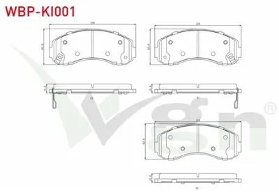 WGN WBP-KI001 Fren Balata On Ikazlı Kıa K2500 2.5 D 2003- - Bongo K2500 2.4 D 2003- - Bongo K2500 2.5 Tcı 2003- WBP-KI001