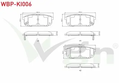 WGN WBP-KI006 Fren Balata Arka Ikazlı Kıa Sorento I (Jc) 2.4i 2002-2009 - Kıa Sorento I (Jc) 2.5 Crdı 2002-2009 WBP-KI006
