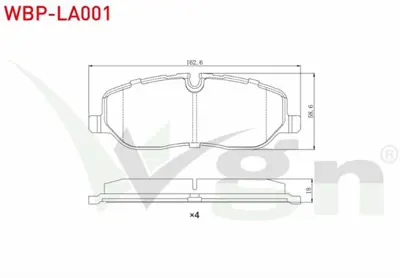 WGN WBP-LA001 Fren Balata On Land Rover Rangerover Iıı 3.0 Td 6 2002-2012 - Land Rover Dıscovery (Taa) 2.7 Td 2004 WBP-LA001