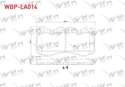 WGN WBP-LA014 Fren Balata On Land Rover Dıscovery Iv (La) 3.0 Td 4x4 2010- WBP-LA014