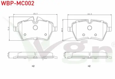 WGN WBP-MC002 Fren Balata On Mını Mını (R56) Cooper 1.6i 2006-2013 WBP-MC002