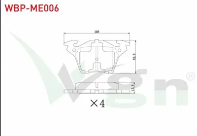 WGN WBP-ME006 Fren Balata Arka Mercedes Vıto (638) 110 Cdı 1997-2003 - Vıto (638) 108 Cdı 1997-2003 WBP-ME006