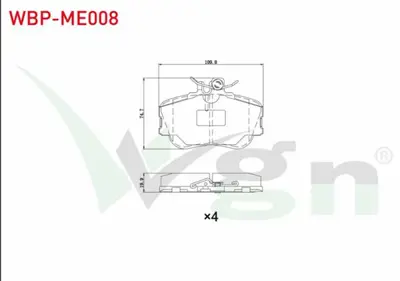 WGN WBP-ME008 Fren Balata On Mercedes C Serısı (W202) 1993-2000 WBP-ME008
