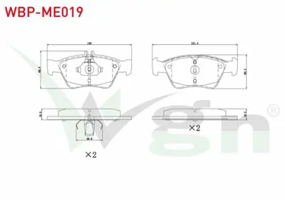 WGN WBP-ME019 Fren Balata On Mercedes E Serısı (W210) E 230 1995-2002- (W210) E 200 1995-2002- (W210) E 200 Cdı 19 WBP-ME019