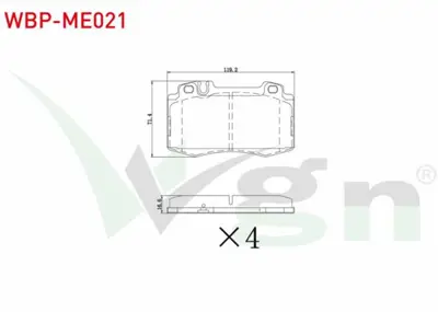WGN WBP-ME021 Fren Balata On Mercedes C Serısı (W203) C 230 2000-2006- (W203) C 270 Cdı 2000-2006- (W203) C 200 Cd WBP-ME021