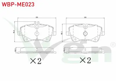 WGN WBP-ME023 Fren Balata On Mercedes C Serısı (W203) C 200 Cdı 2000-2006- (W203) C 180 2000-2006- (W203) C 200 20 WBP-ME023