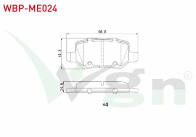 WGN WBP-ME024 Fren Balata Arka Mercedes A Serısı (W169) A 150 2004-2012- (W169) A 170 Cdı 2004-2012- B Serısı (W24 WBP-ME024