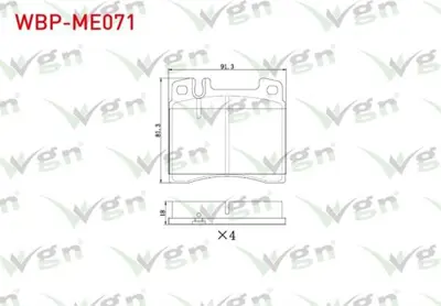 WGN WBP-ME071 Fren Balata On Mercedes S Serısı (W140) S 320 1991-1998 - S Serısı (W140) S 300 1991-1998 WBP-ME071