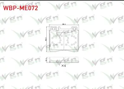 WGN WBP-ME072 Fren Balata On Mercedes S Serısı (W140) S 320 1991-1998 - S Serısı (W140) S 300 1991-1998 WBP-ME072