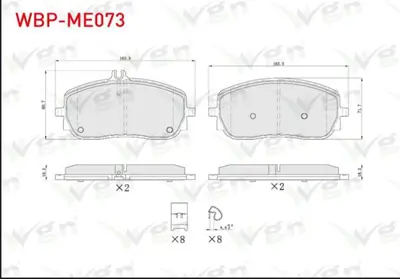 WGN WBP-ME073 Fren Balata On Ikazlı Mercedes A Serısı (W177) 2018- - Cla (C118) 2019- WBP-ME073
