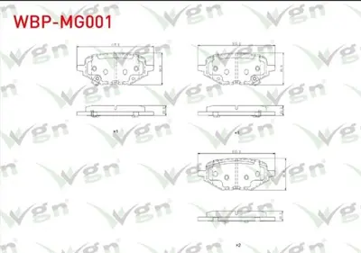 WGN WBP-MG001 Fren Balata Arka Ikazlı Mg Zs - Zs Ev 2019- WBP-MG001