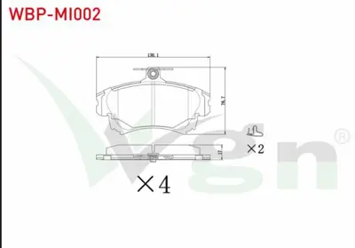 WGN WBP-MI002 Fren Balata On Volvo S40 I 1.6i 16v 1995-2003- 1.8i 16v 1995-2003- 1.9 Td 1995-2003- Mıtsubıshı Carı WBP-MI002