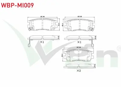 WGN WBP-MI009 Fren Balata Arka Ikazlı Mıtsubıshı Pajero Iı 2.8 Td 1990-1999 -  2.5 Td 1990-1999 - 3.5i 1990-2000 - WBP-MI009