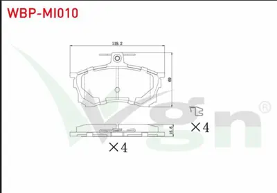 WGN WBP-MI010 Fren Balata On Mıtsubıshı Carısma (Da) 1.6 1995-2006 - Carısma (Da) 1.9 Td 1995-2006 WBP-MI010