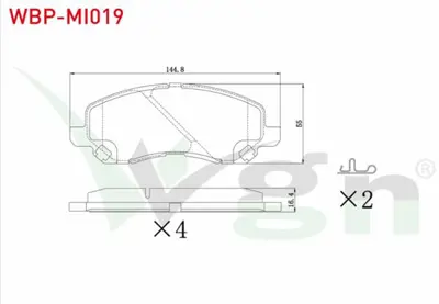 WGN WBP-MI019 Fren Balata On Ikazlı Mıtsubıshı Lancer Vıı 1.6 2003-2007- Lancer 2.0 2007- - Lancer 1.8 2007-- Asx  WBP-MI019