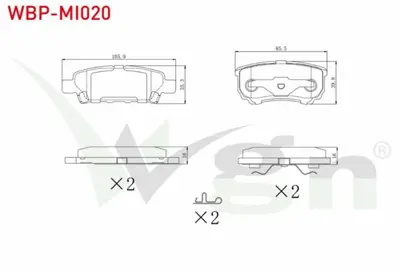 WGN WBP-MI020 Fren Balata Arka Mıtsubıshı Lancer Vıı 1.3 2003-2007- Lancer 2.0 2007- - Outlander I  2.0 2001-2006- WBP-MI020