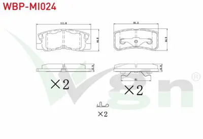 WGN WBP-MI024 Fren Balata Arka Mıtsubıshı Pajero Iıı 3.2 Dı-D 2000-2007- Pajero Iıı 3.5 Gdı 2000-2007- Asx 1.6 16  WBP-MI024