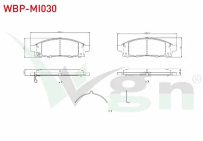 WGN WBP-MI030 Fren Balata On Ikazlı Tel Delıklı Mıtsubıshı L 200 2.4 Dı-D 2015- - Fıat Fullback Pıck-Up 2.4 D 2016 WBP-MI030