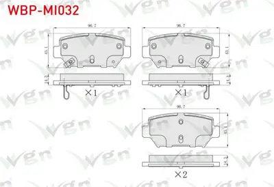 WGN WBP-MI032 Fren Balata Arka Ikazlı Mıtsubıhı Eclıpse Cross 2018- WBP-MI032