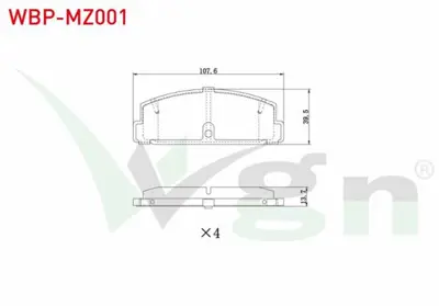 WGN WBP-MZ001 Fren Balata Arka Tel Delıklı Mazda 323 Vı (Bj) 1.4i 16v 1998-2004- 1.5i 16v 1998-2004- 1.6i 1998-200 WBP-MZ001