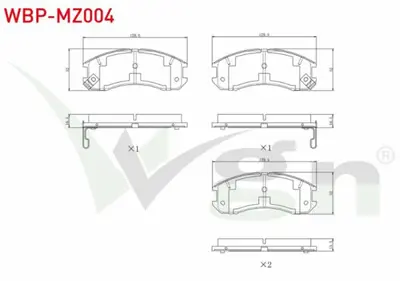 WGN WBP-MZ004 Fren Balata On Ikazlı Tel Delıklı Mazda 626 Iıı (Gd) 1.8i 1987-1992 - 626 Iıı (Gd) 2.0i 16v 1987-199 WBP-MZ004