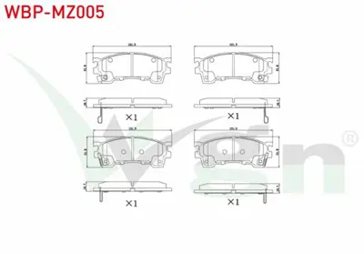 WGN WBP-MZ005 Fren Balata On Mazda 626 Iv (Ge) 1.8i 1992-1997- 626 Iv (Ge) 2.0i 1992-1997 -  626 V (Gf) 1.8i 1997- WBP-MZ005