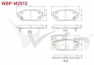 WGN WBP-MZ012 Fren Balata On Ikazlı Mazda 3 (Bm) Skyactıve G100 - G120 - G165 - D150 2013- WBP-MZ012