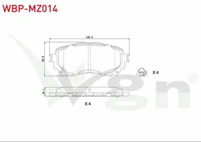 WGN WBP-MZ014 Fren Balata On Mazda 6 (Gjgh) 2.0 2013- - 6 (Gjgh) 2.2 D 2013- WBP-MZ014