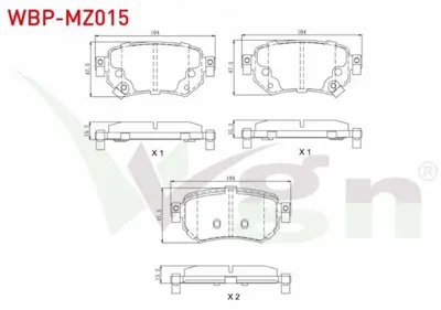 WGN WBP-MZ015 Fren Balata Arka Ikazlı Mazda 6 (Gjgh) 2.0 2013- - Mazda 6 (Gjgh) 2.2 D 2013- WBP-MZ015