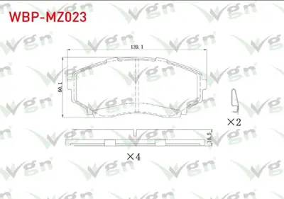 WGN WBP-MZ023 Fren Balata On Mazda E 2200 (Sr2) 1991-2004 WBP-MZ023